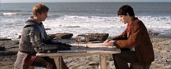 Image of Arthur and Merlin in the episode 'Labirynth of Gedref'