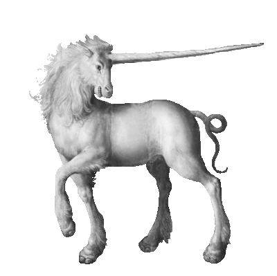 A greyscale gif of a unicorn